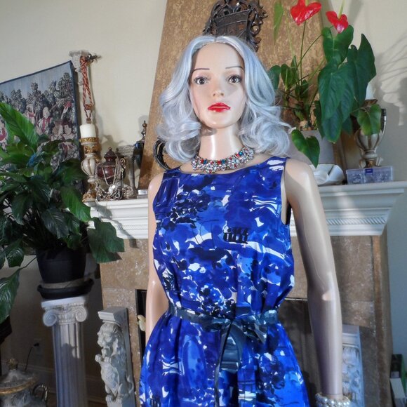 Marni Blue Abstract Print Sleeveless Cotton Dress Size IT 38- US 2 - Picture 6 of 16